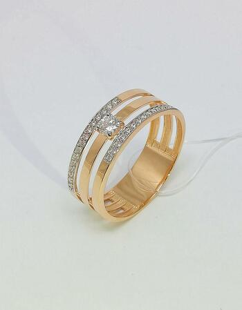 Золотое кольцо, вставка фианит