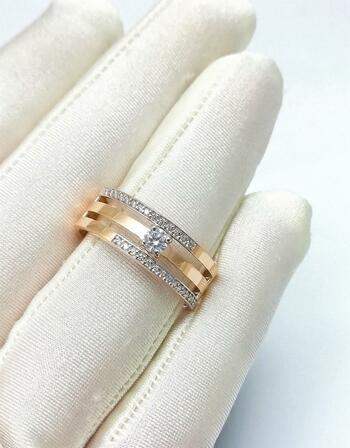 Золотое кольцо, вставка фианит