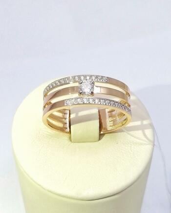 Золотое кольцо, вставка фианит