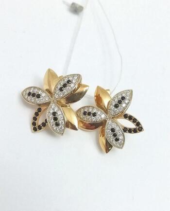 Золотые серьги, вставка бриллиант