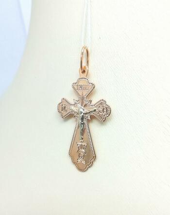 Золотая подвеска - православный крест