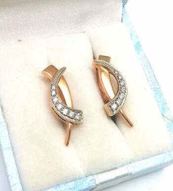 Серьги женские, вставка бриллиант