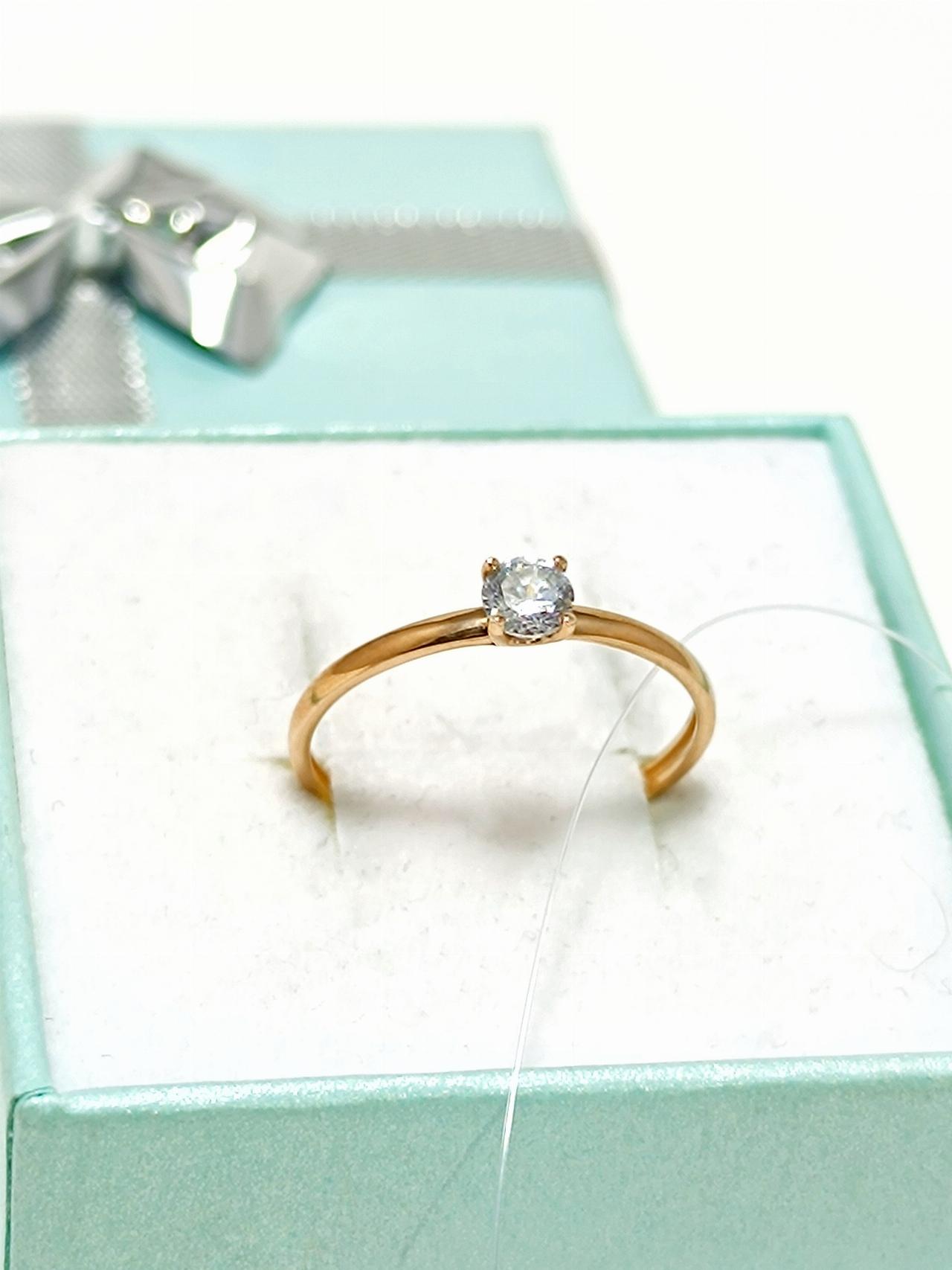 Золотые серьги пусеты, вставка фианит