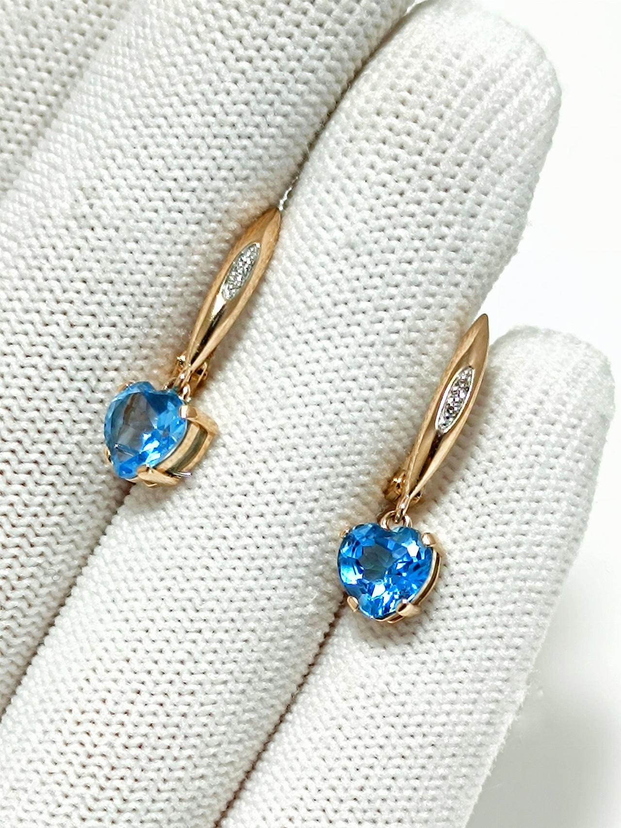 Золотые серьги женские, вставка фианит