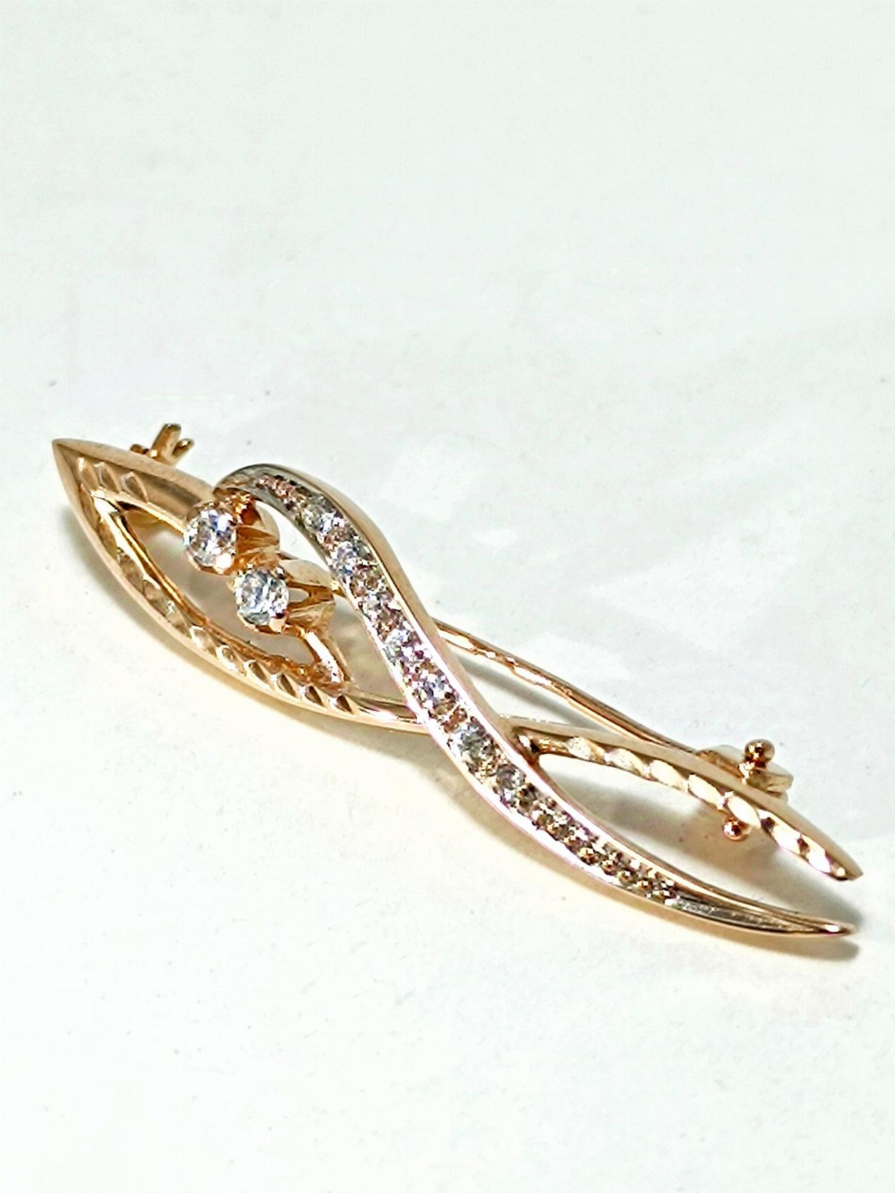 Золотая брошь - подвеска, вставка фианит