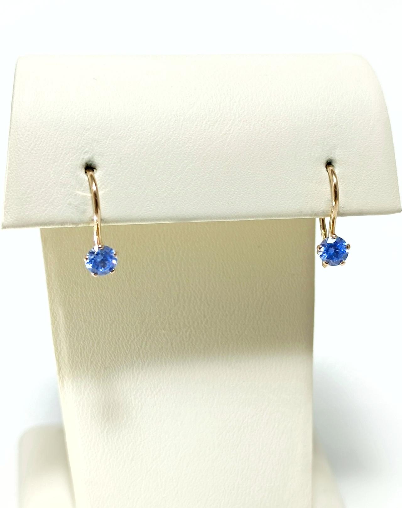 Золотые серьги пусеты, вставка фианит