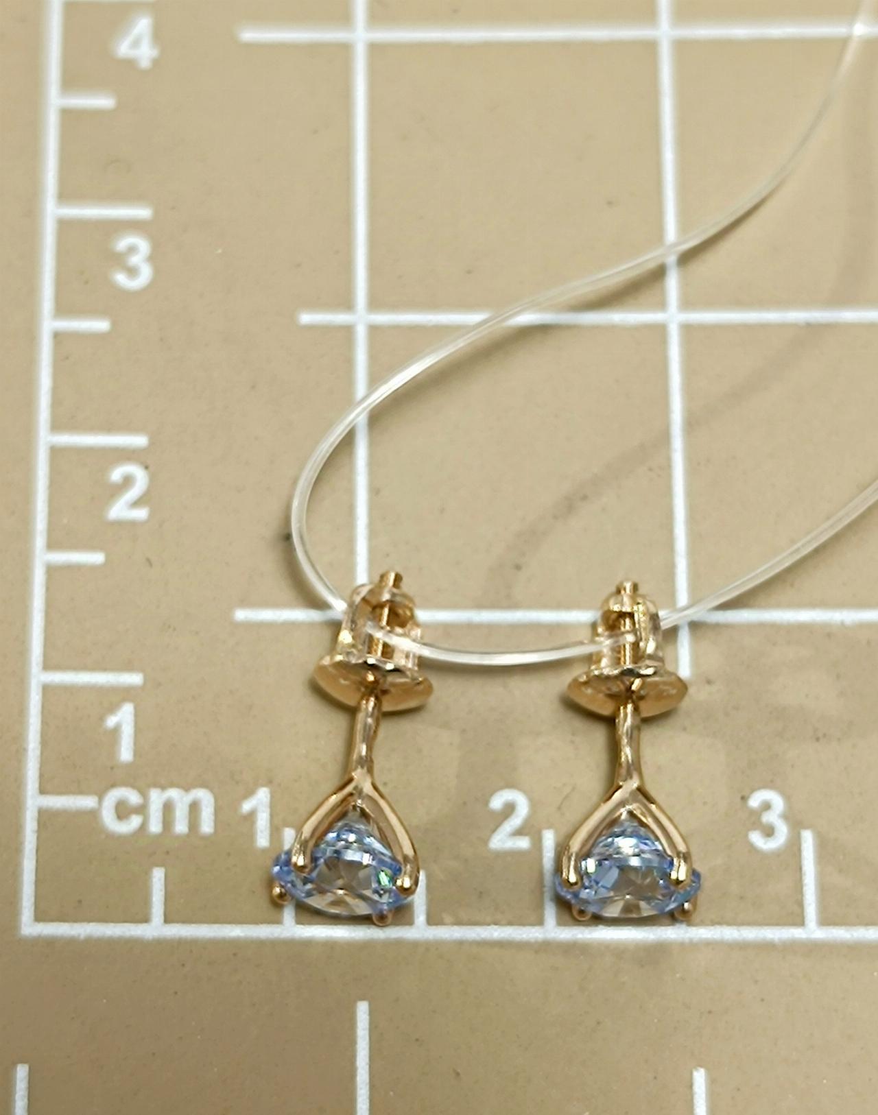 Золотые серьги пусеты, вставка фианит