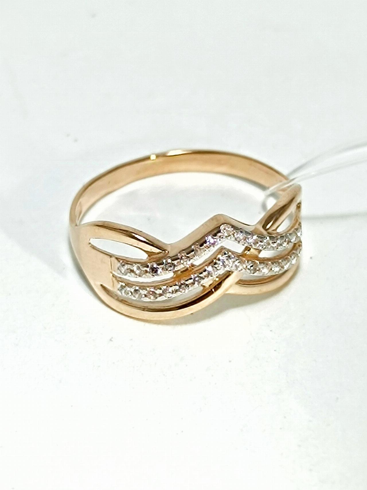 Золотое кольцо женское, вставка фианит