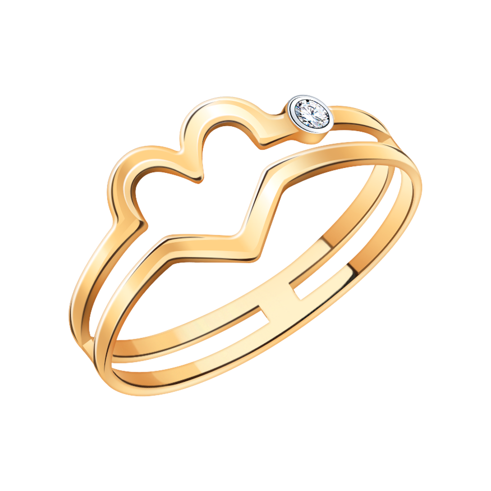 Золотое кольцо женское, вставка фианит