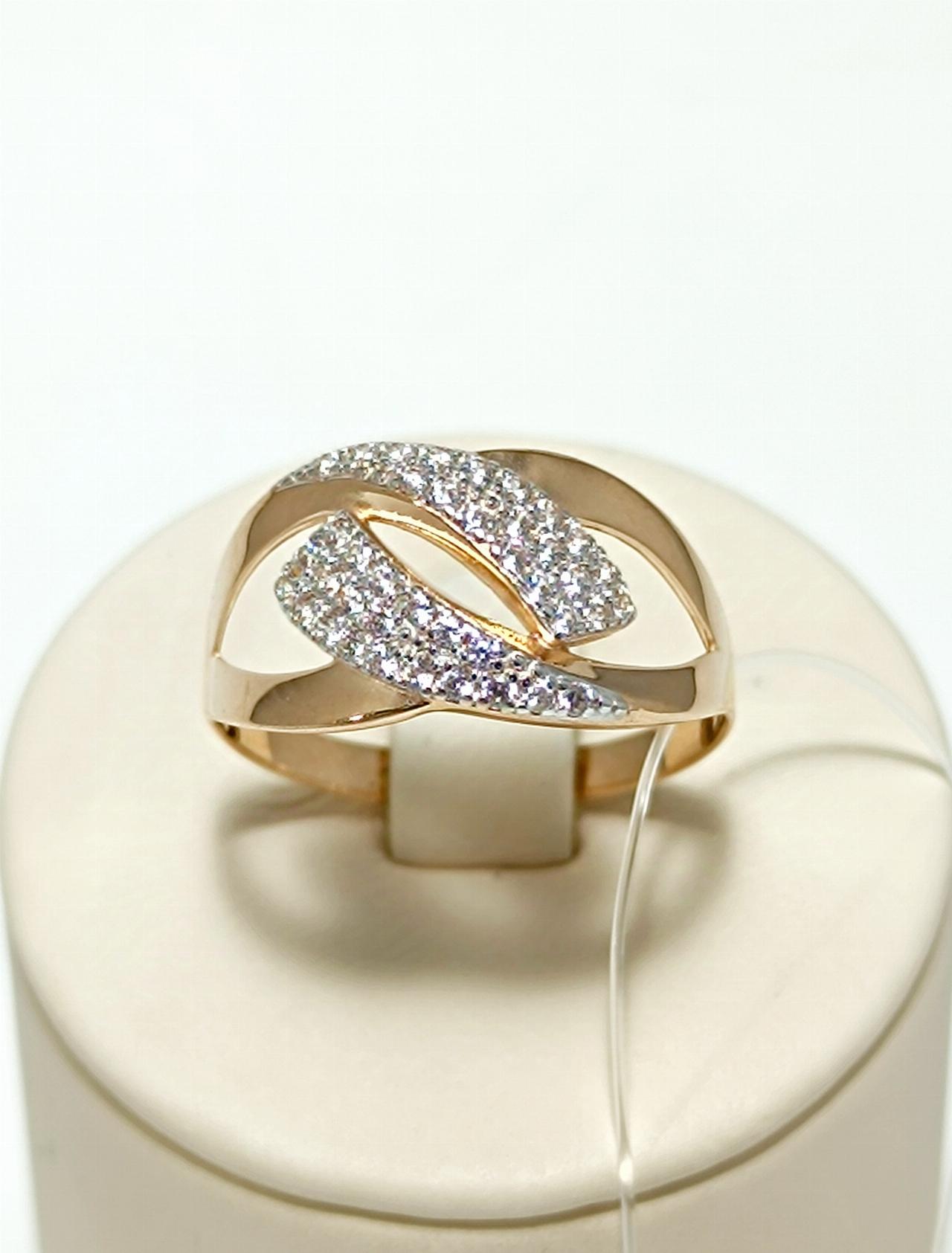 Золотое кольцо женское, вставка фианит