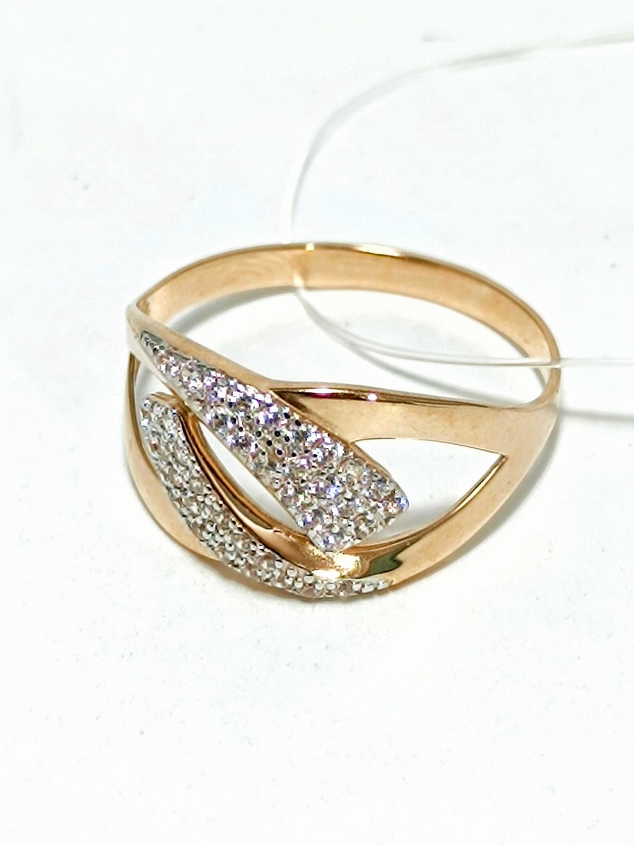 Золотое кольцо женское, вставка фианит