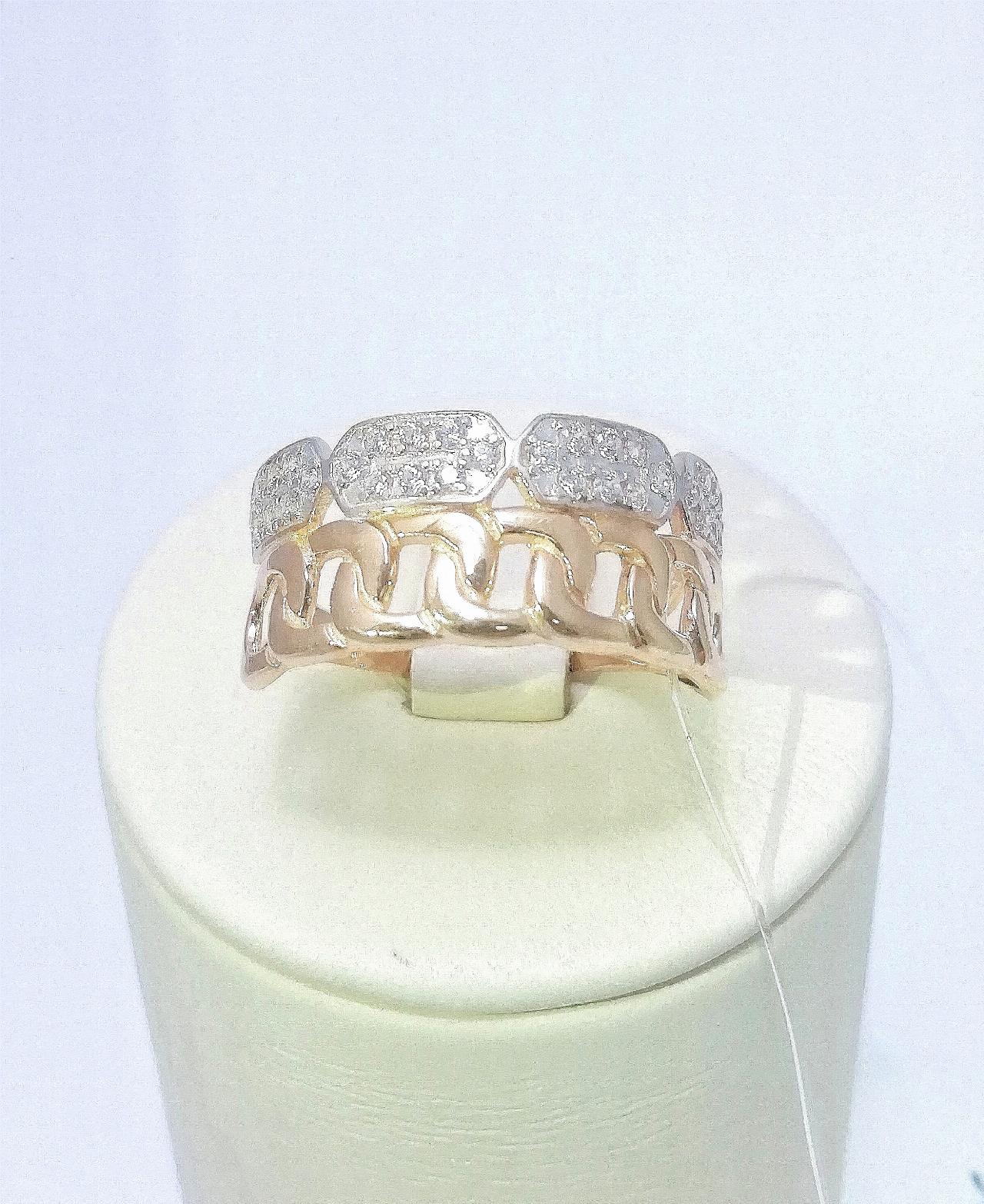 Золотое кольцо женское, вставка фианит