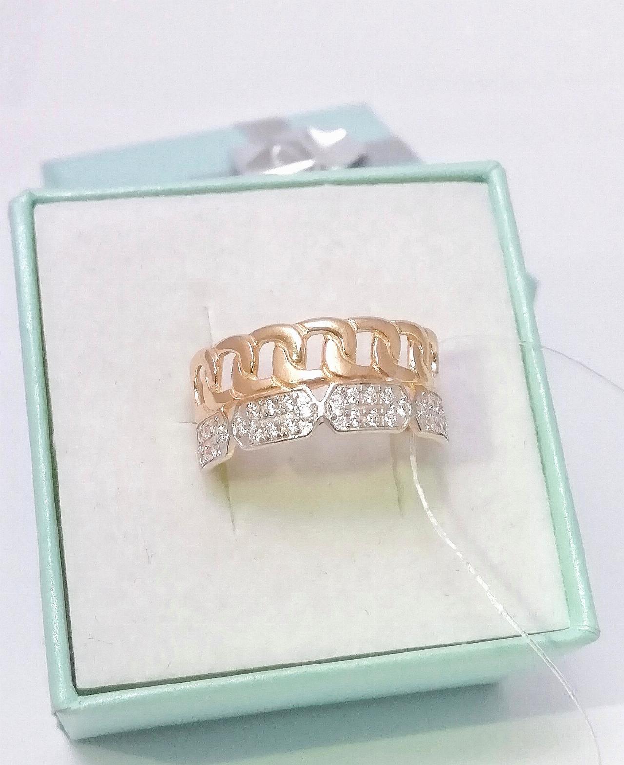 Золотое кольцо женское, вставка фианит