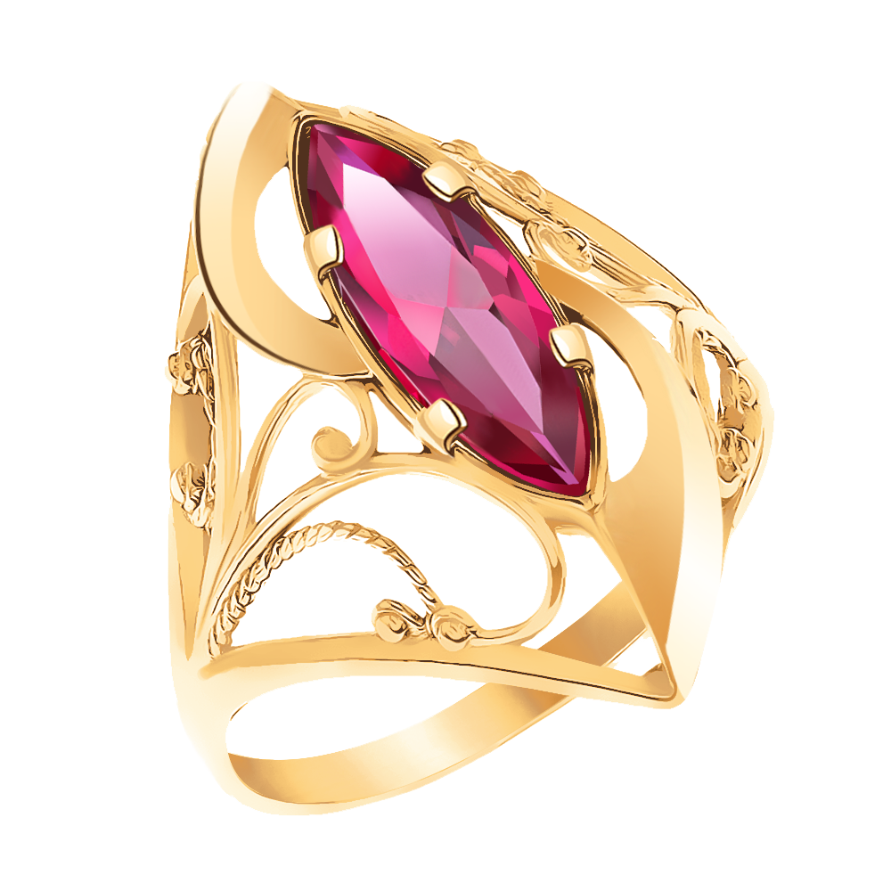 Золотое кольцо Маркиз, вставка фианит