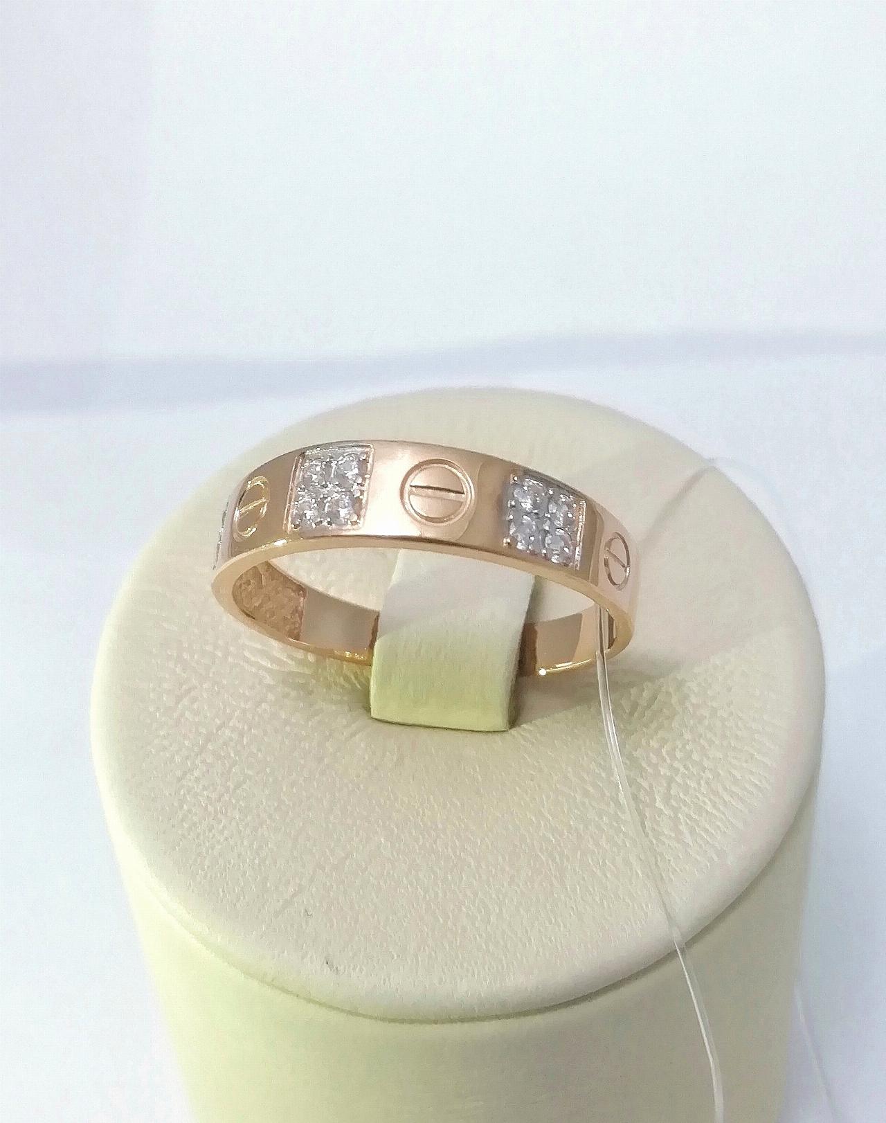 Золотое кольцо женское, вставка фианит