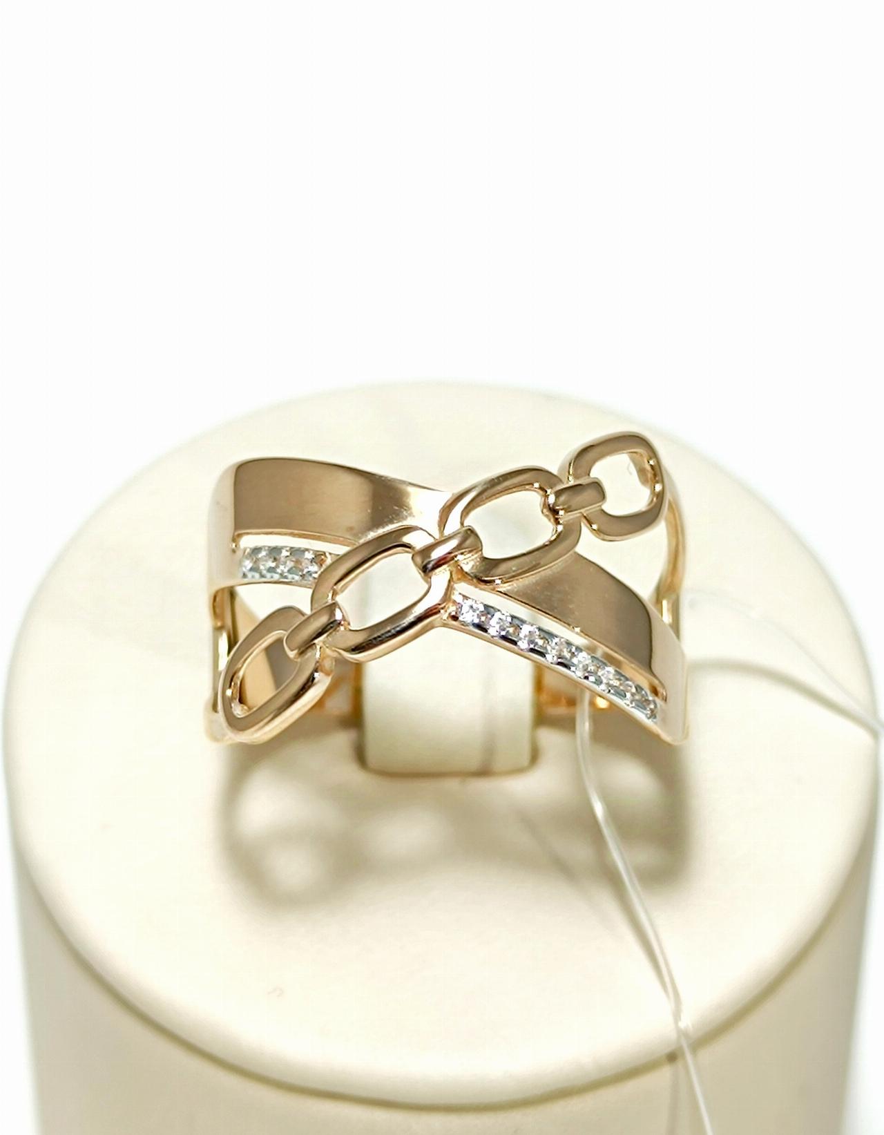 Золотое кольцо женское, вставка фианит