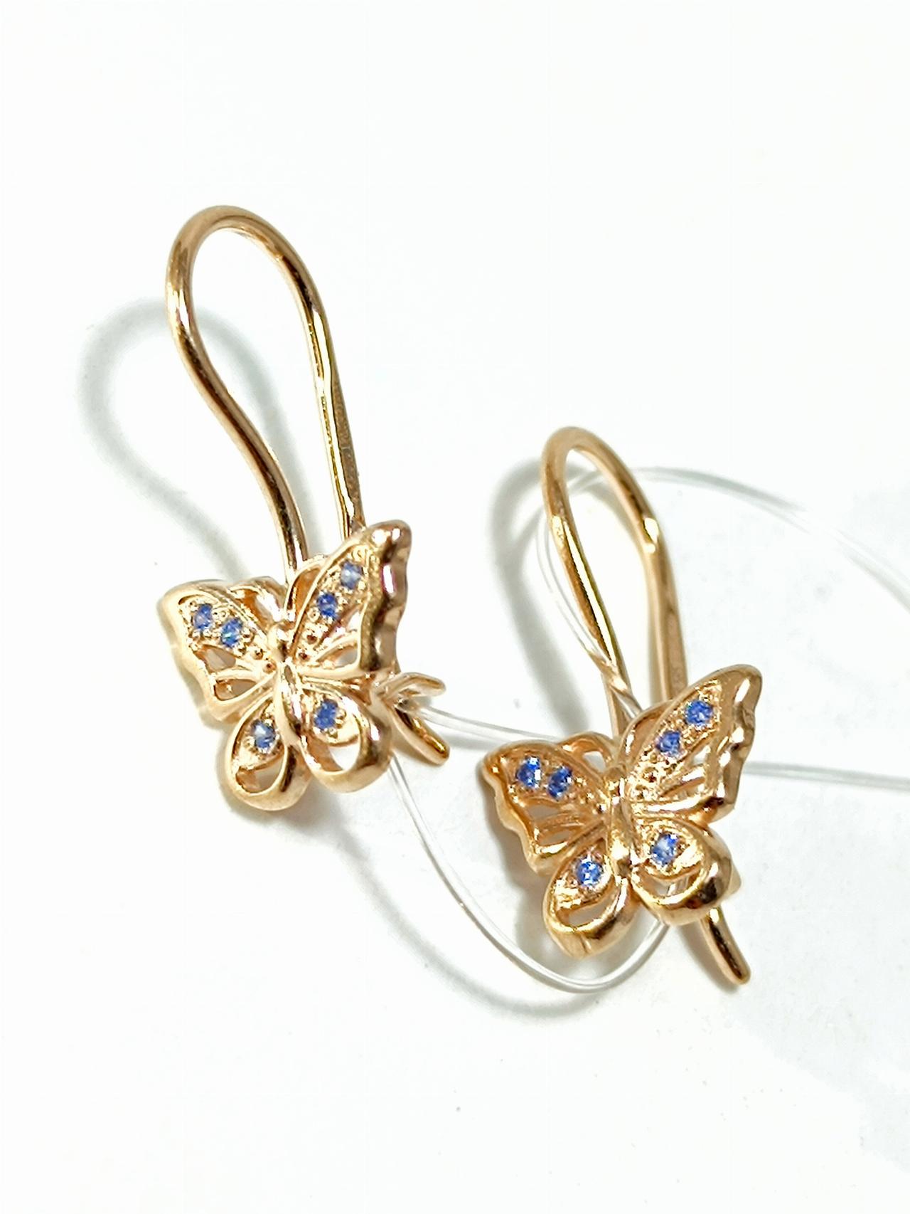 Золотые серьги детские, вставка фианит