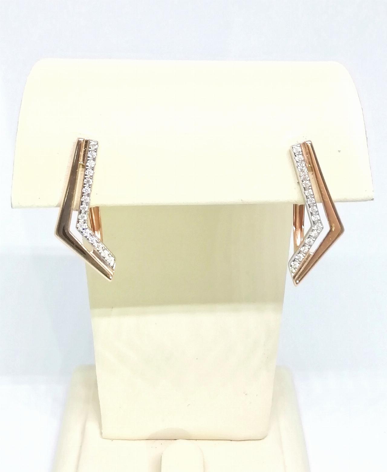 Золотые серьги женские, вставка фианит