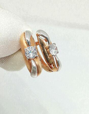 Золотые серьги, вставка фианит