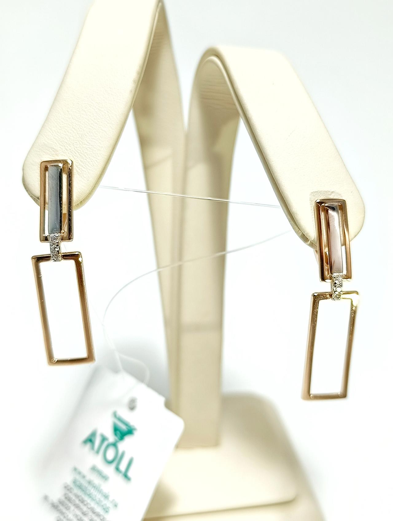 Золотые серьги крупные, вставка фианит