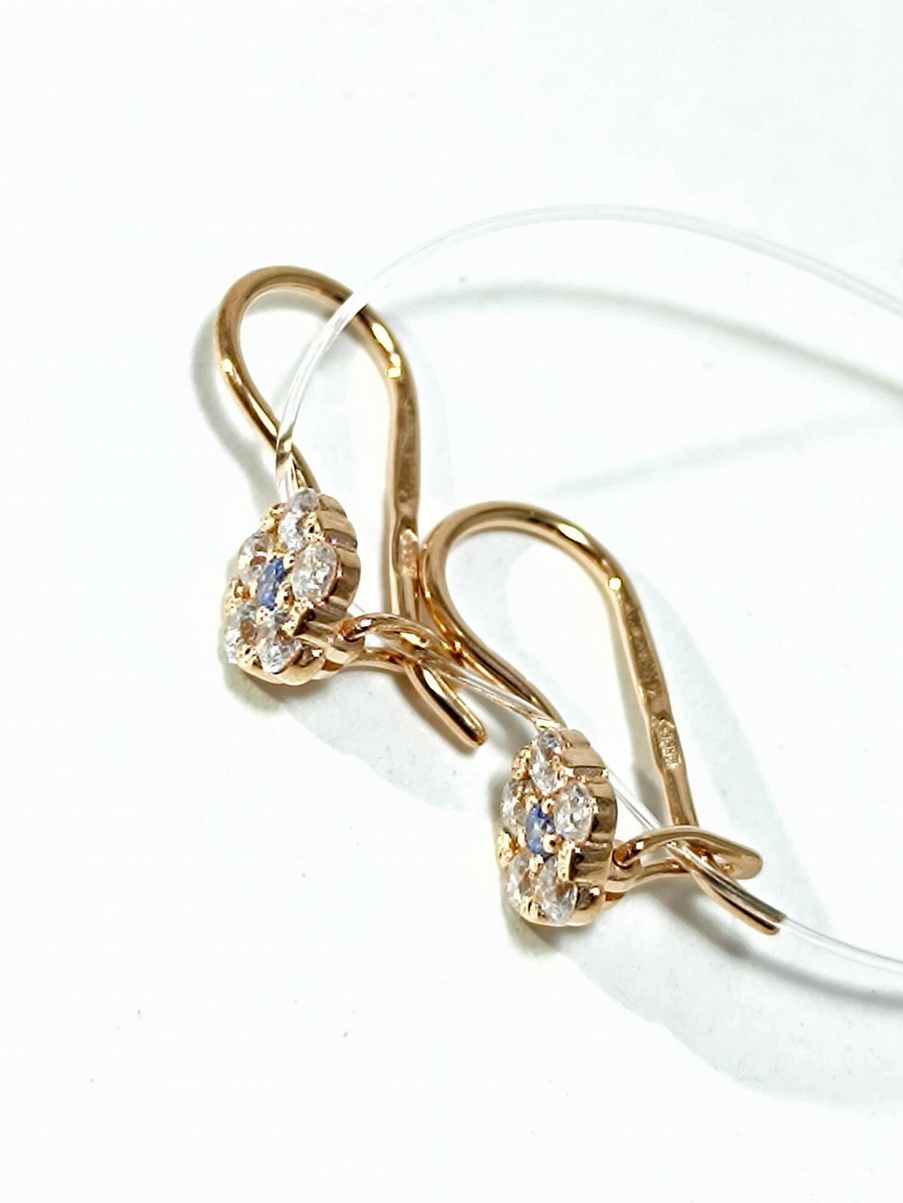 Золотые серьги детские, вставка фианит