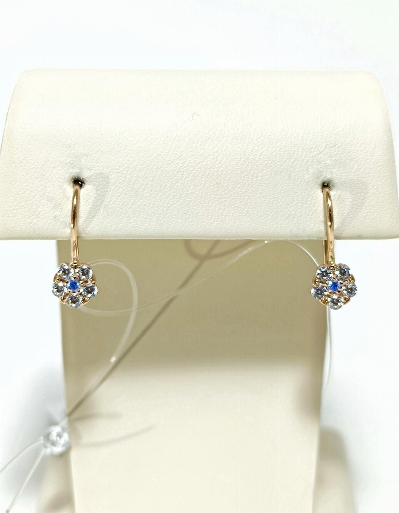 Золотые серьги детские, вставка фианит