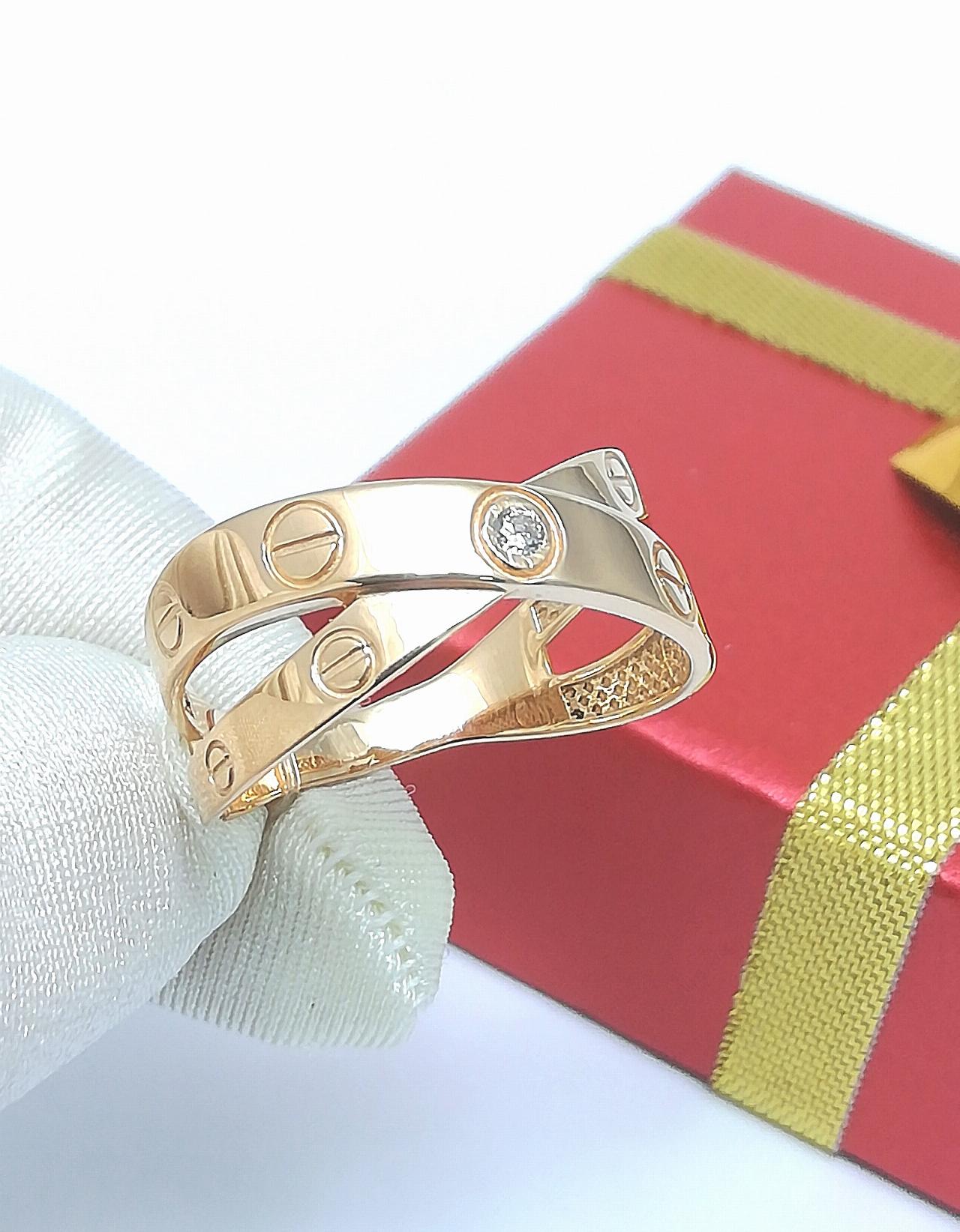 Золотое кольцо женское, вставка фианит