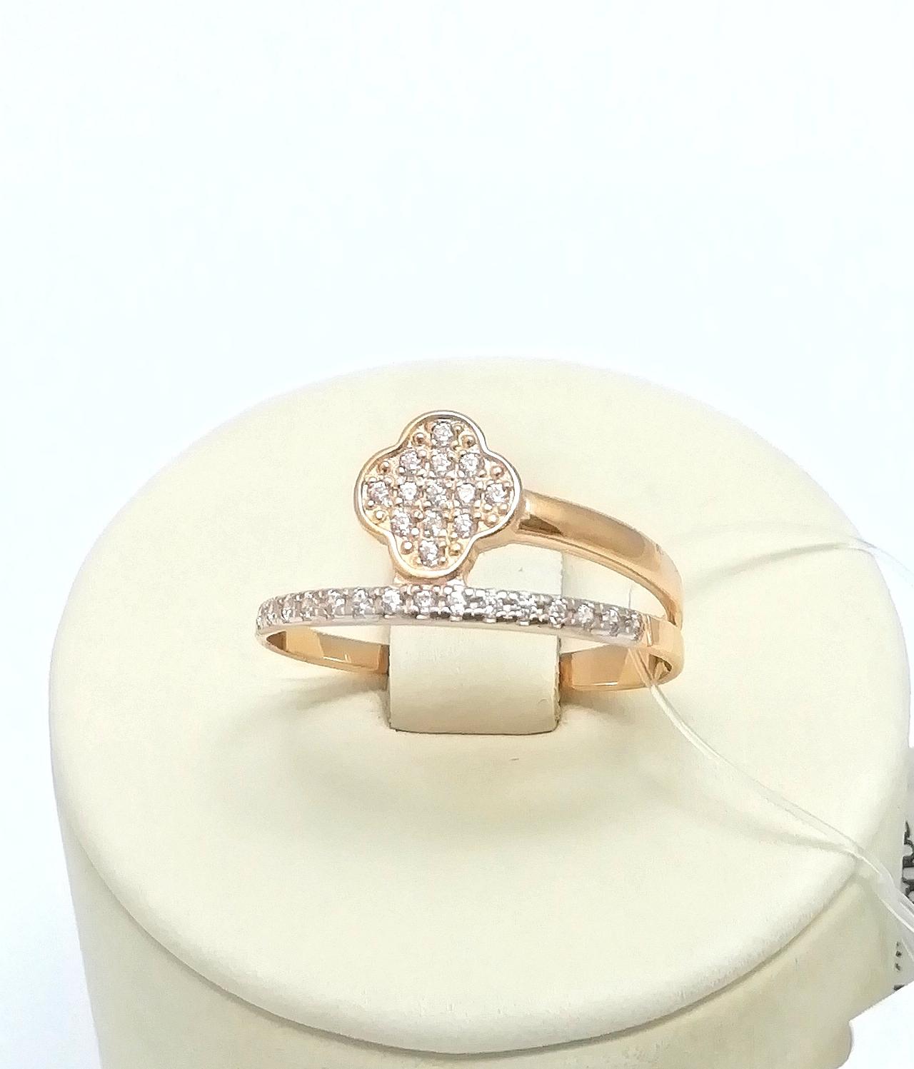 Золотое кольцо женское, вставка фианит