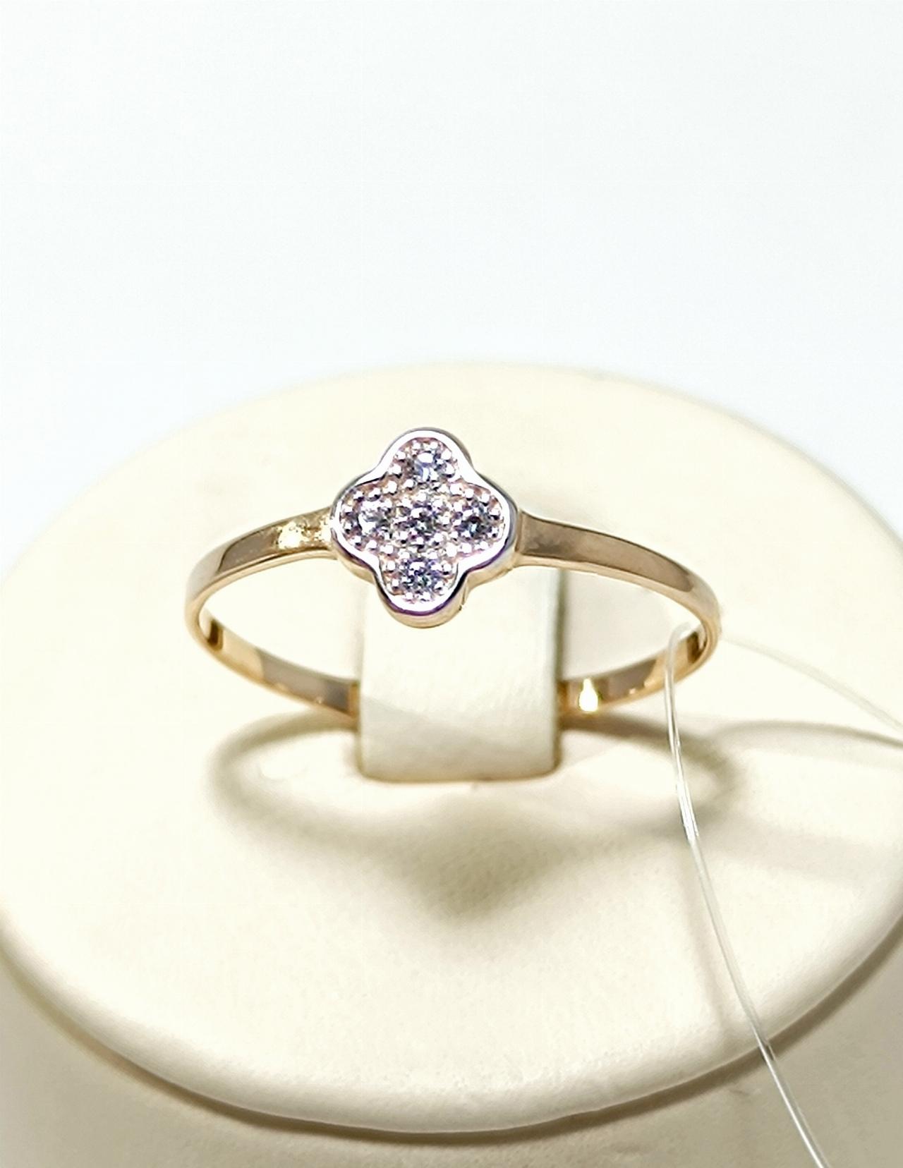 Золотое кольцо женское, вставка фианит