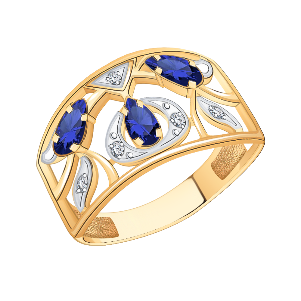 Золотое кольцо женское, вставка фианит