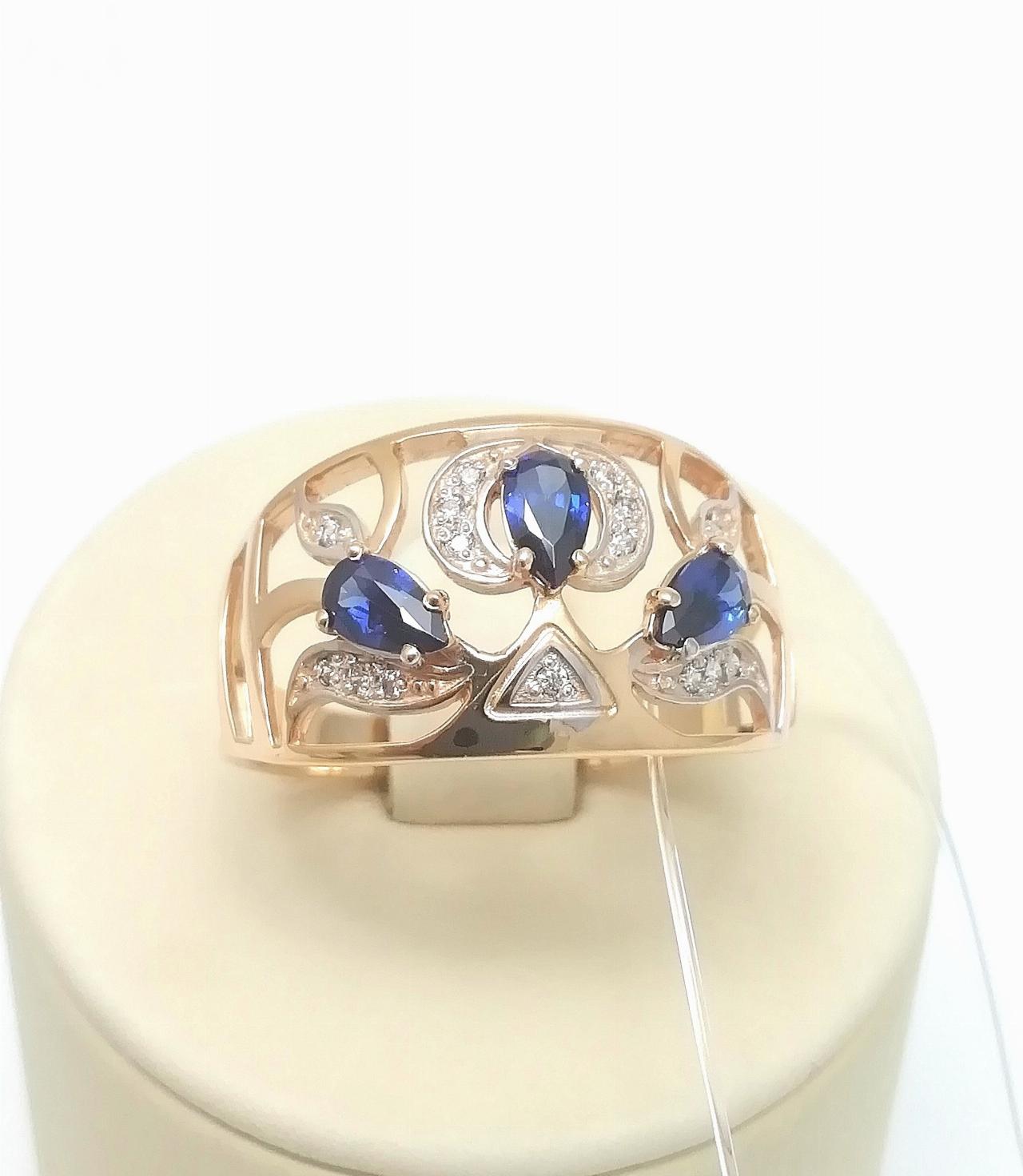 Золотое кольцо женское, вставка фианит