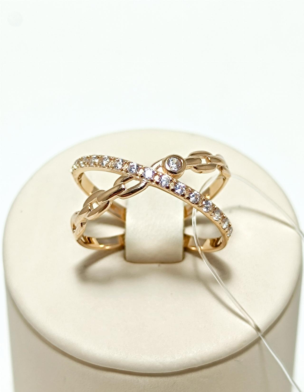 Золотое кольцо женское, вставка фианит