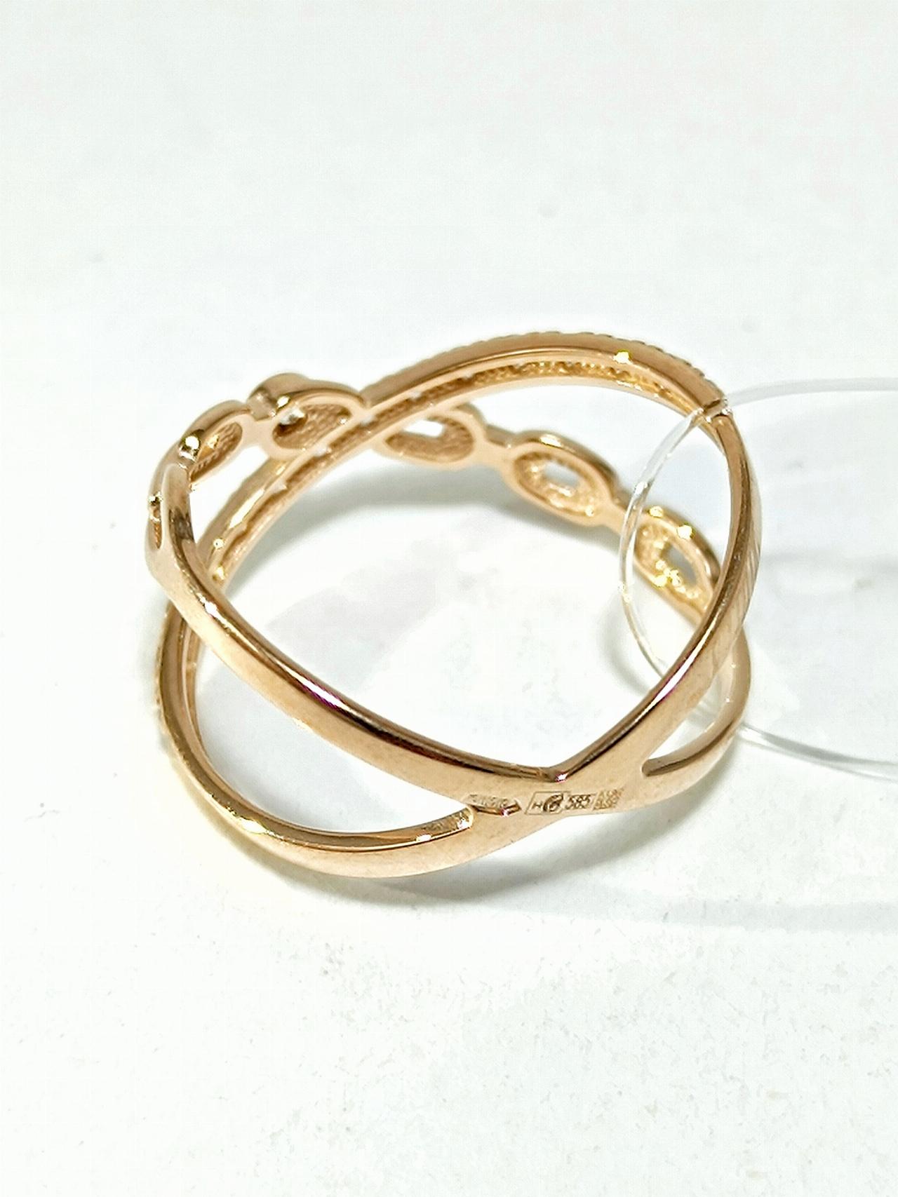 Золотое кольцо женское, вставка фианит