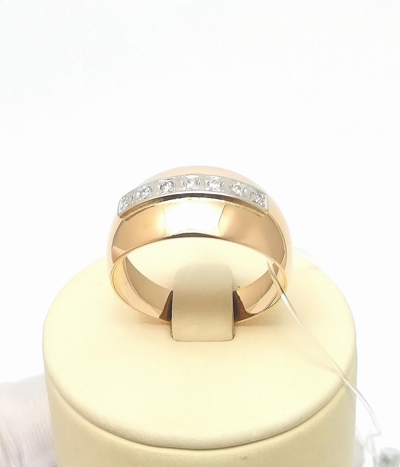 Золотое кольцо женское, вставка фианит