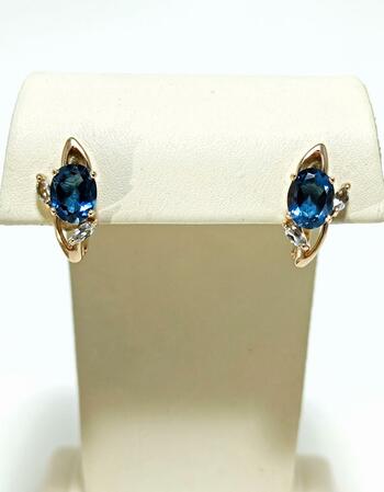 Золотые серьги женские, вставка фианит