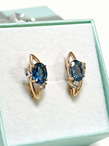 Золотые серьги женские, вставка фианит