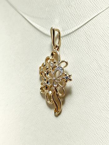 Золотая подвеска женская, вставка фианит